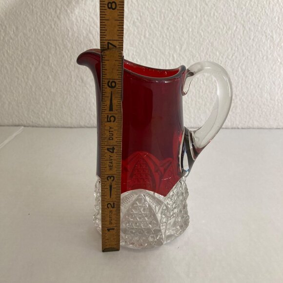 Antique 1901 Ruby Stained Red Glass Pitcher - Picture 6 of 7